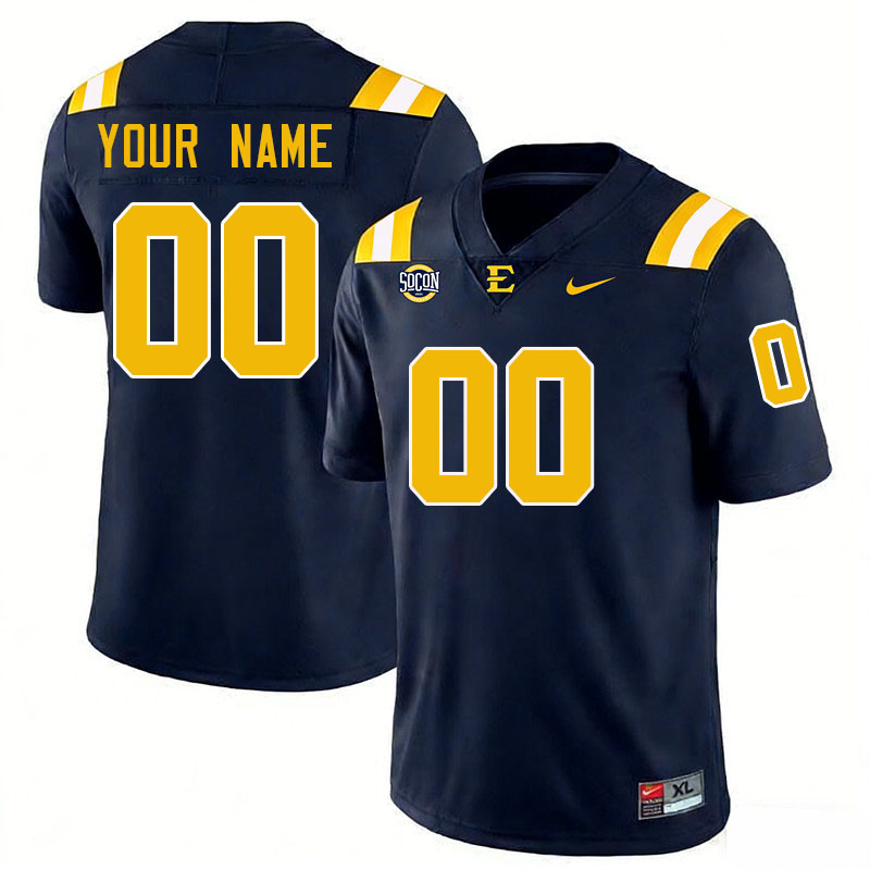 Custom East Tennessee State Buccaneers Name And Number Football Jerseys-Navy